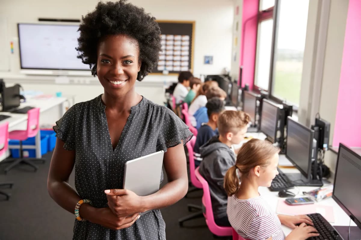 Teacher creating comprehensive lesson materials