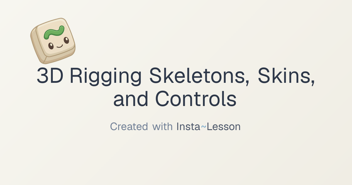 3d Rigging Skeletons, Skins, And Controls Lesson Plan for Grade 10th ...