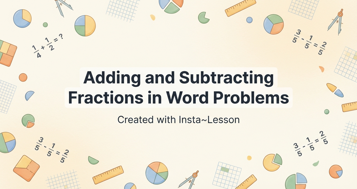 Adding And Subtracting Fractions In Word Problems Lesson Plan for Grade ...