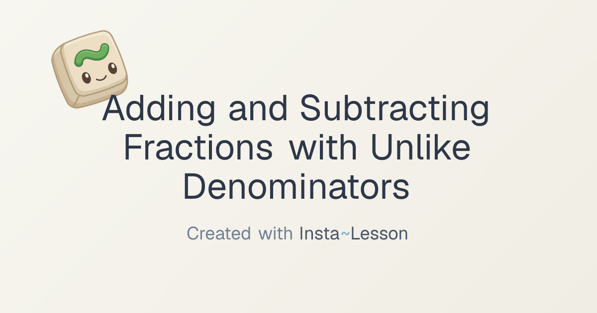 Addition and subtraction of fraction with different denominators Lesson ...