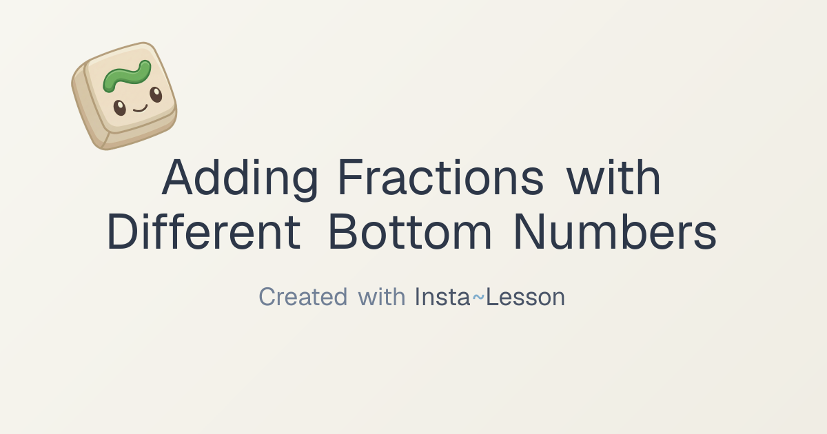 Adding Fractions With Different Bottom Numbers Lesson Plan for Grade ...