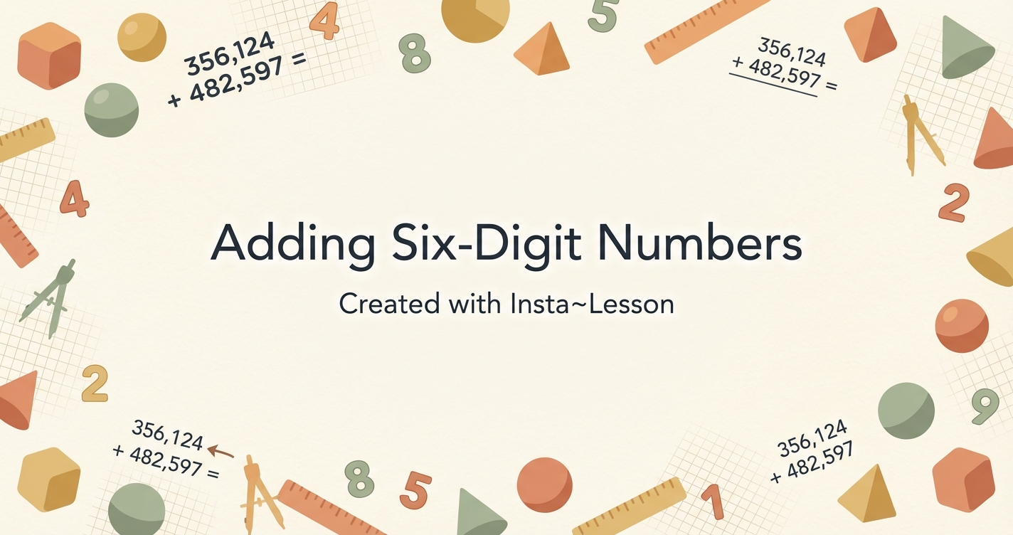 Adding Six-digit Numbers Lesson Plan for Grade 4th Grade | Free Math Lesson