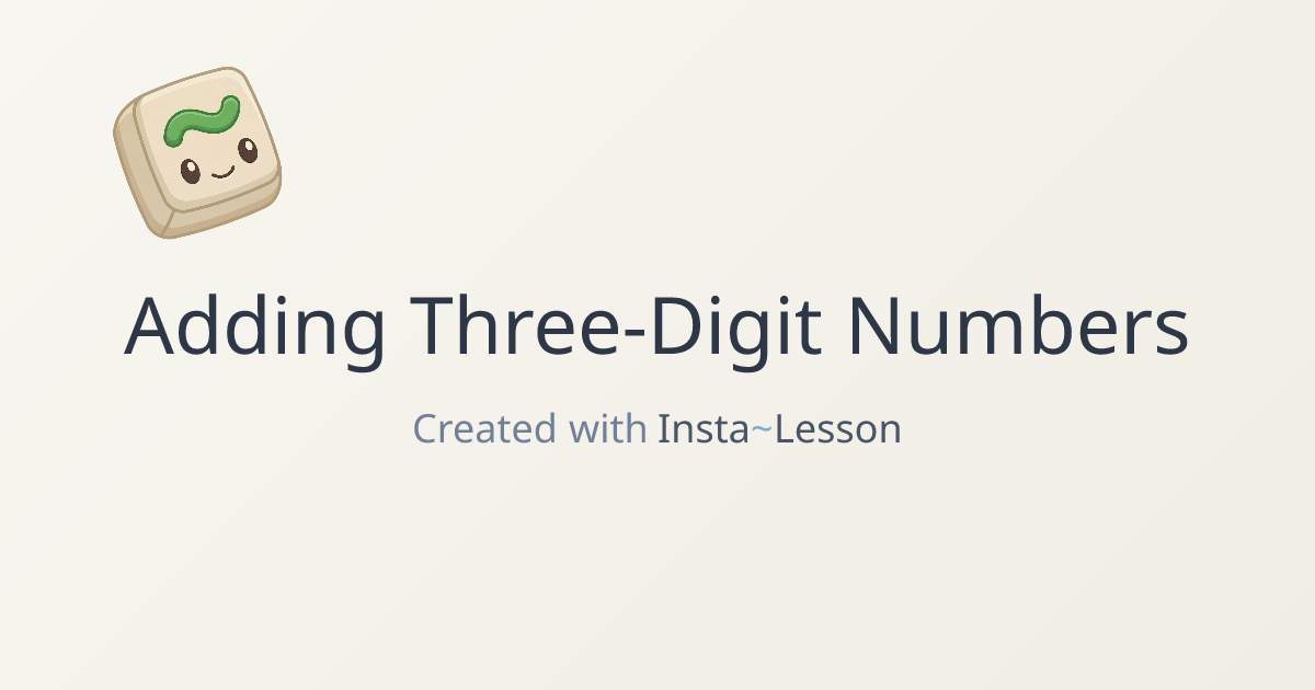 Adding Three-digit Numbers Lesson Plan for Grade Unknown Grade | Free ...