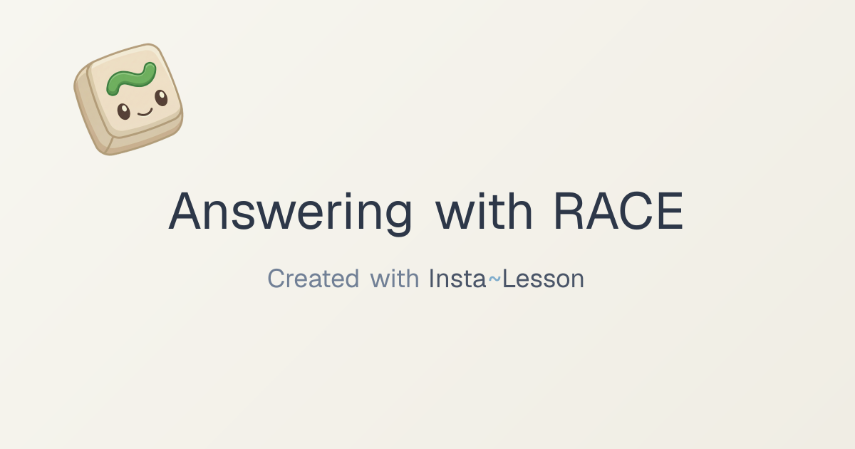 Answering With Race Lesson Plan for Grade 5th Grade | Free ELA Lesson