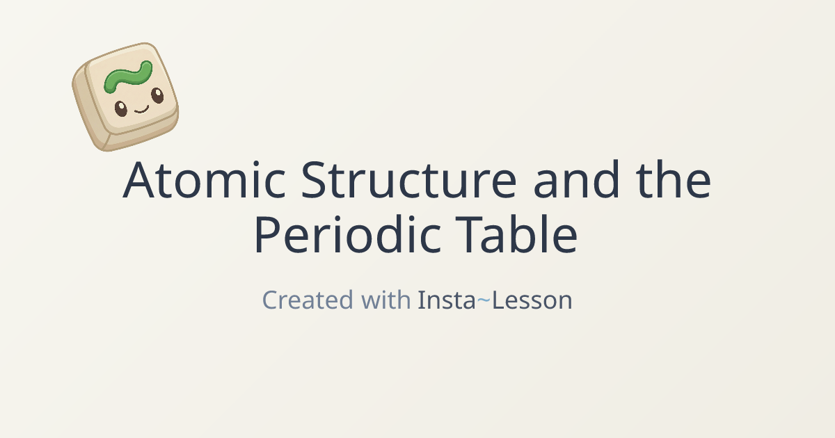Atomic Structure And The Periodic Table Lesson Plan for Grade 7 | Free ...