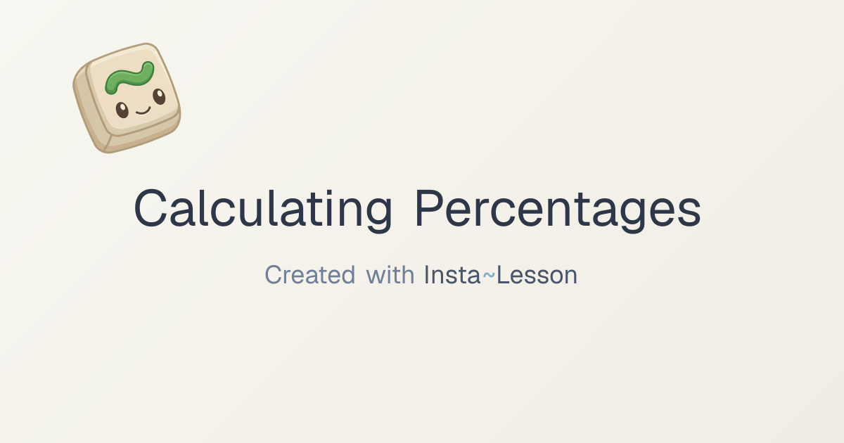 Calculating Percentages Lesson Plan for Grade Unknown Grade | Free Math ...