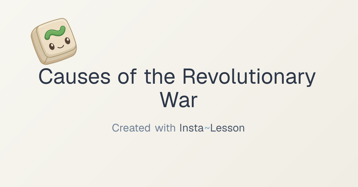 Causes Of The Revolutionary War Lesson Plan for Grade 5th Grade | Free ...
