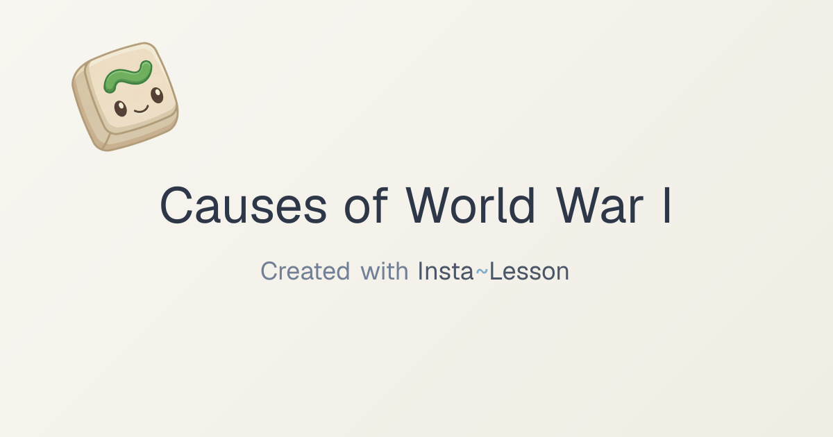 Causes Of World War I Lesson Plan for Grade 11th Grade | Free Social ...
