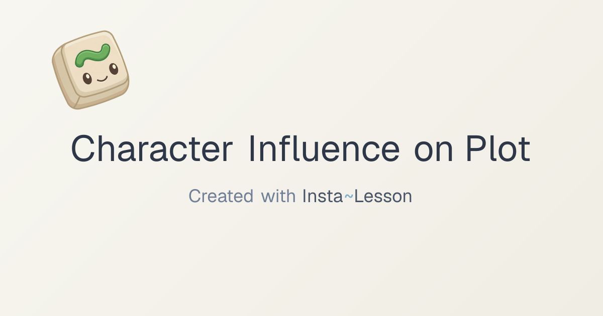Character Influence On Plot Lesson Plan for Grade Unknown Grade | Free ...