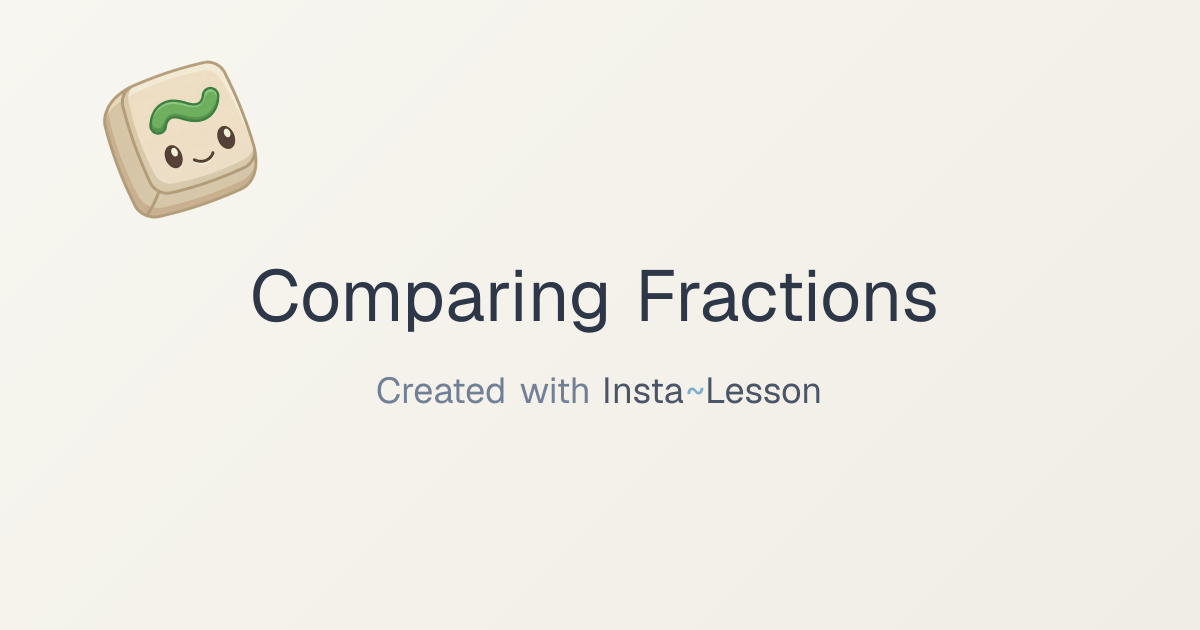 Comparing Fractions Lesson Plan for Grade 3 | Free Math Lesson
