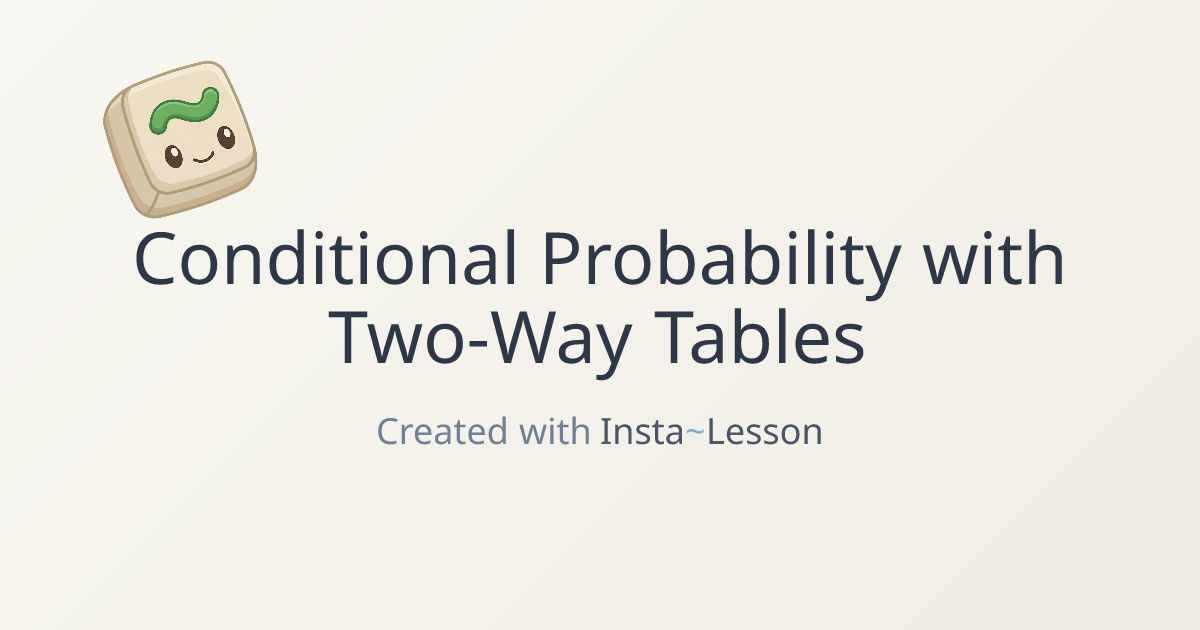 Conditional Probability With Two-way Tables Lesson Plan for Grade 11th ...