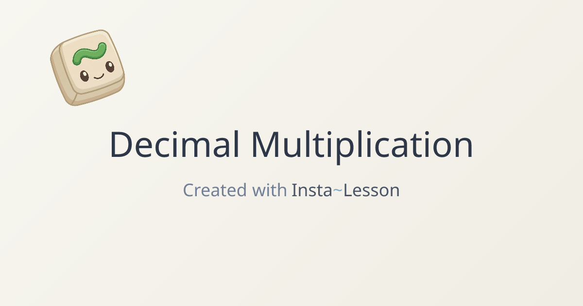 Decimal Multiplication Lesson Plan for Grade 5 | Free Math Lesson