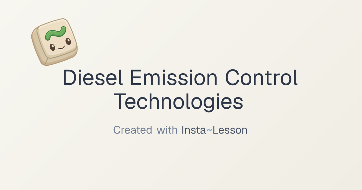 Diesel Emission Control Technologies Lesson Plan for Grade 11th Grade ...
