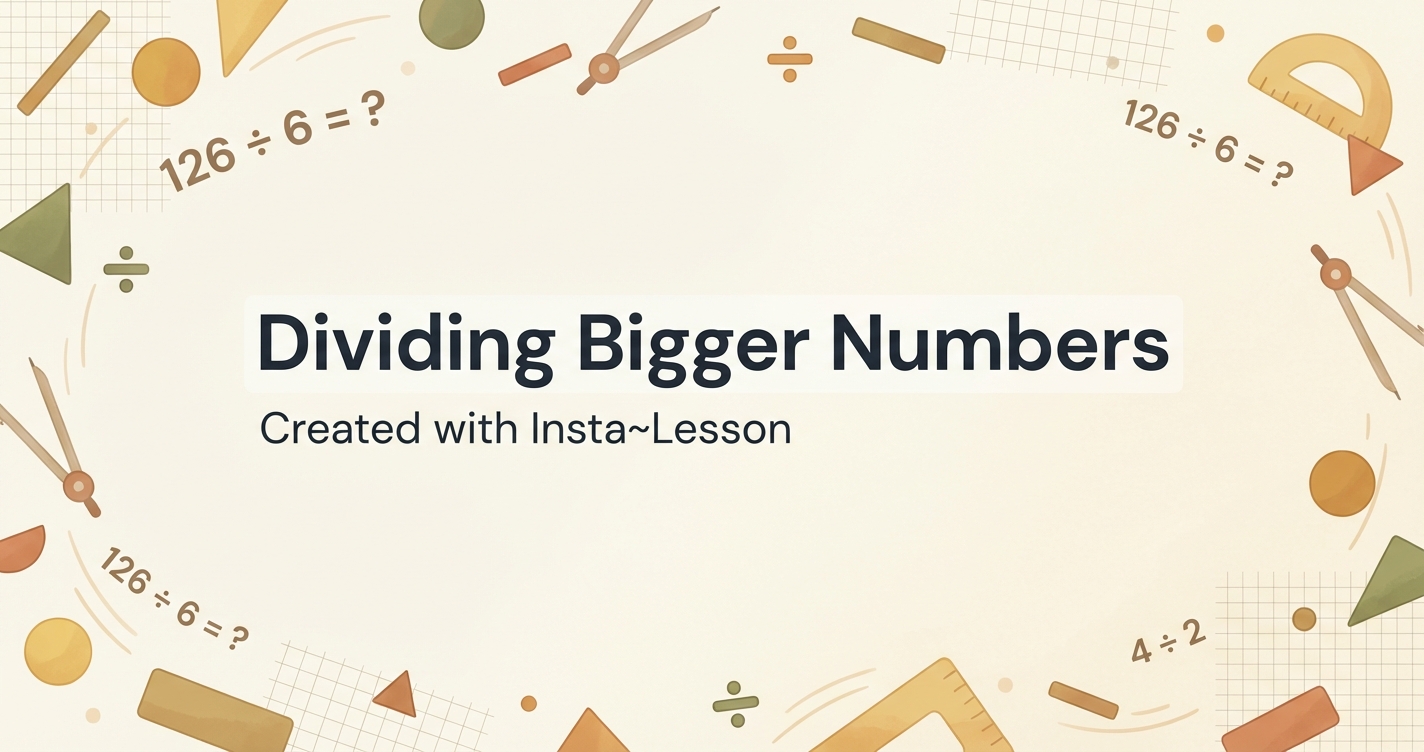 Dividing Bigger Numbers Lesson Plan for Grade 4th Grade | Free Math Lesson