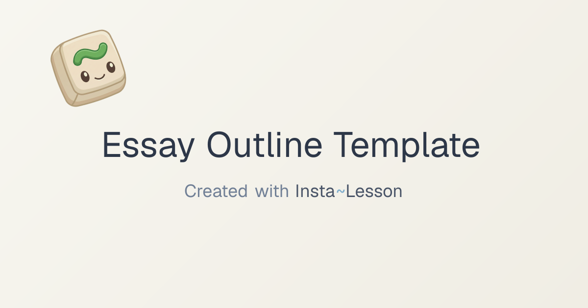 Essay Outline Template Lesson Plan for Grade 10 | Free ELA Lesson