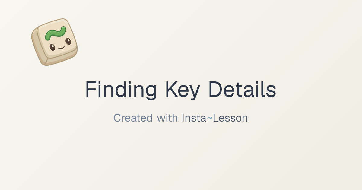 Key Details in a text Lesson Plan for Grade 1 | Free Educational Lesson