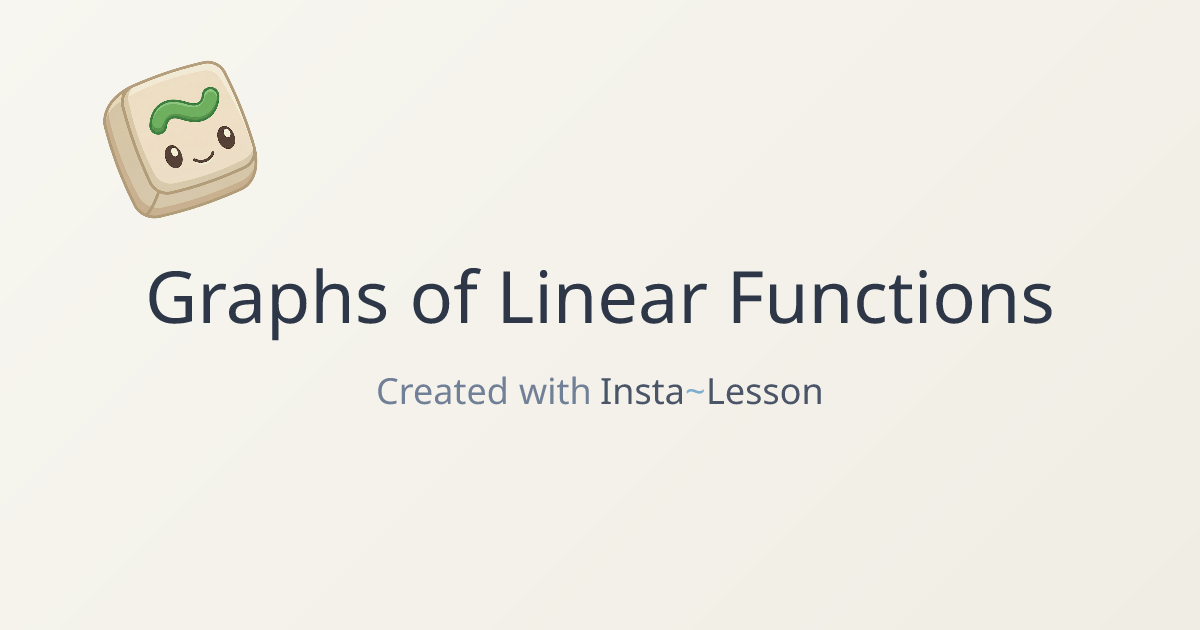 Graphs Of Linear Functions Lesson Plan for Grade Unknown Grade | Free ...