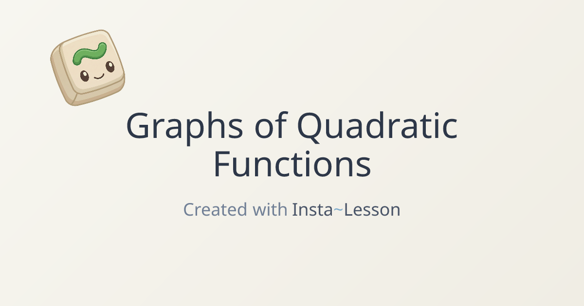 Graphs Of Quadratic Functions Lesson Plan for Grade 8 | Free Math Lesson