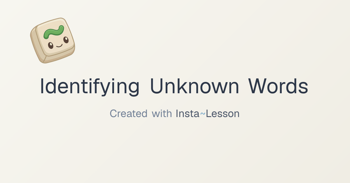 Identifying Unknown Words Lesson Plan for Grade 7 | Free ELA Lesson