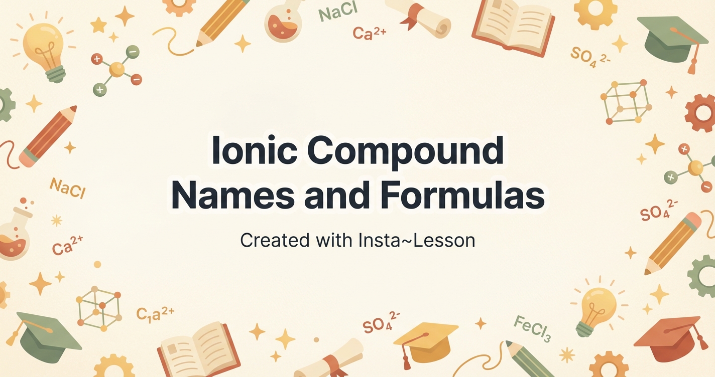 Ionic Compound Names And Formulas Lesson Plan for Grade 11th Grade ...