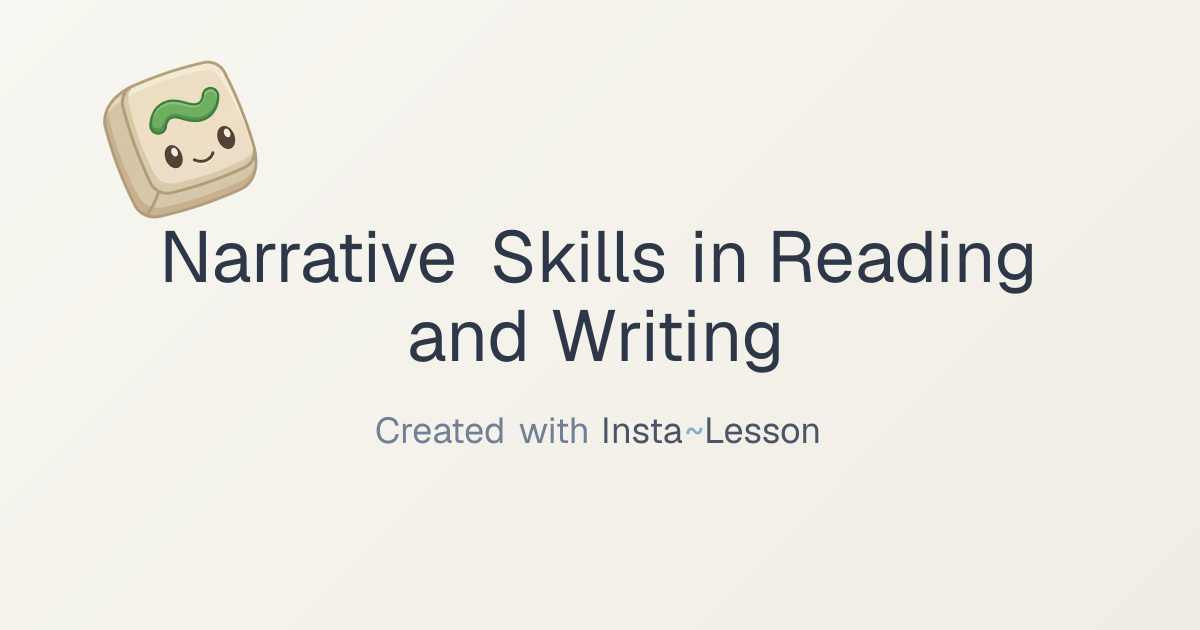 Narrative Skills In Reading And Writing Lesson Plan for Grade Unknown ...