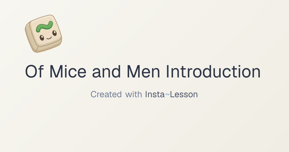 Of Mice And Men Introduction Lesson Plan for Grade 9 | Free ELA Lesson