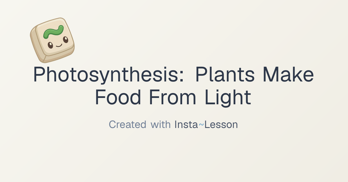 Photosynthesis: Plants Make Food From Light Lesson Plan for Grade 5th ...