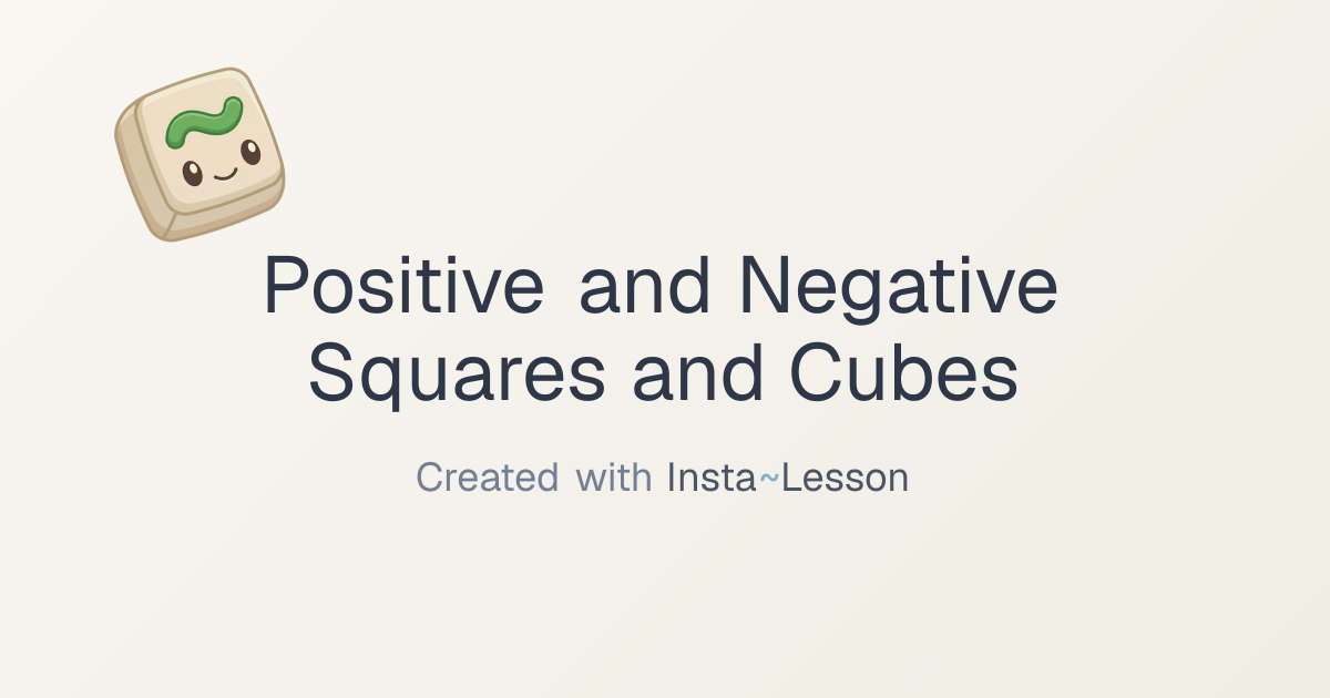 evaluating perfect squares and cubes positive and negative Lesson Plan ...