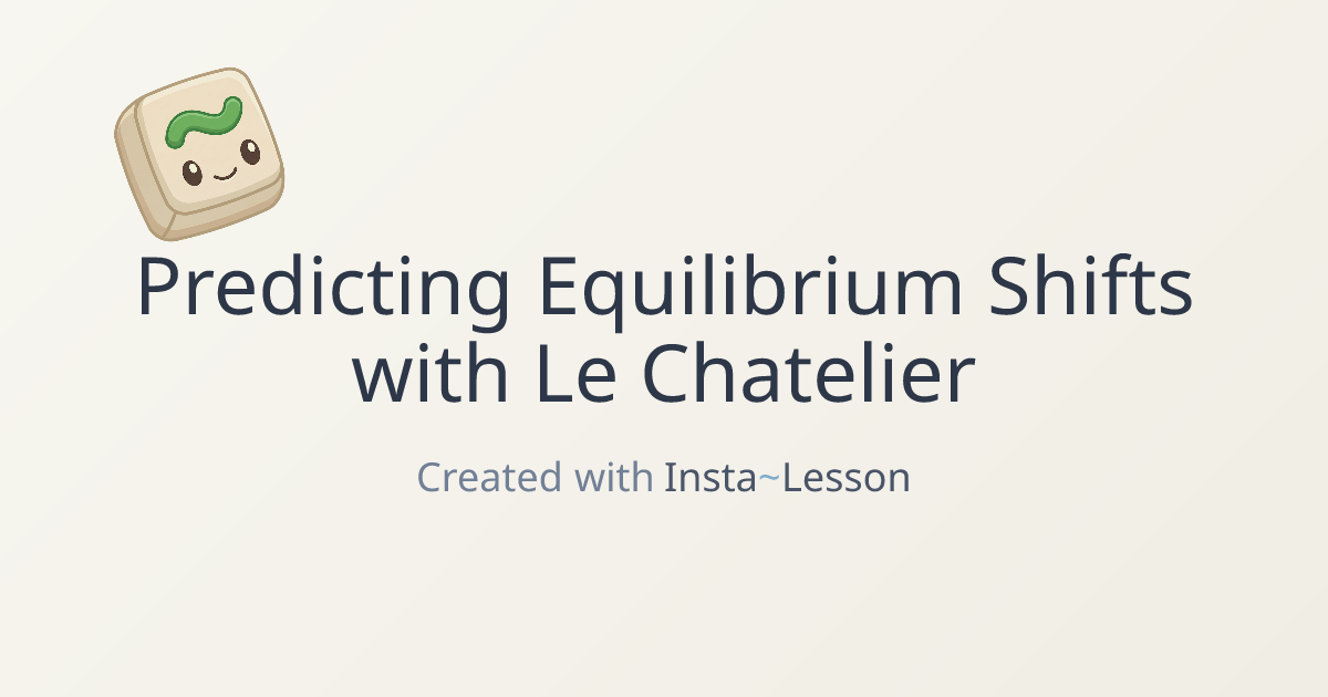 Predicting Equilibrium Shifts With Le Chatelier Lesson Plan for Grade ...