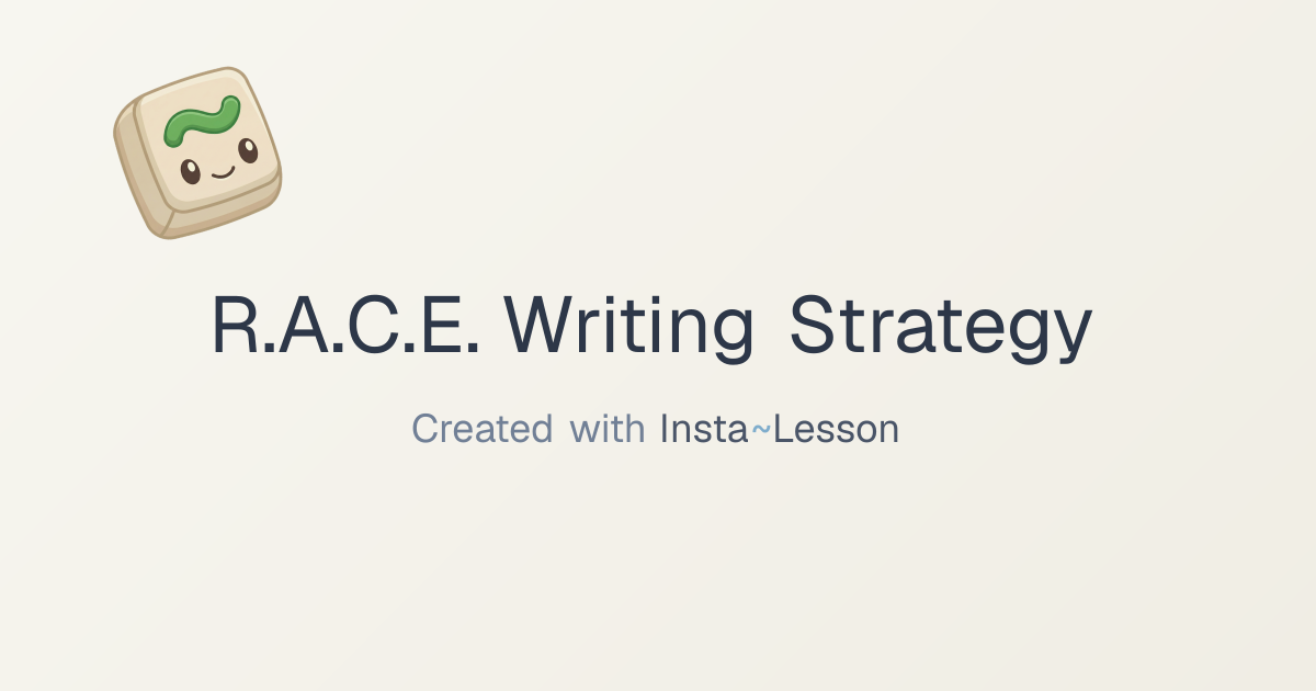 R.a.c.e. Writing Strategy Lesson Plan for Grade 5 | Free ELA Lesson