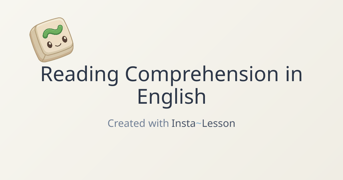 Reading Comprehension In English Lesson Plan for Grade 2 | Free ELA Lesson