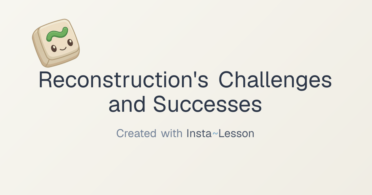 Reconstruction's Challenges And Successes Lesson Plan for Grade 8th ...