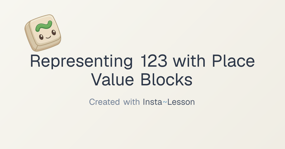 Representing 123 With Place Value Blocks Lesson Plan for Grade 5th ...
