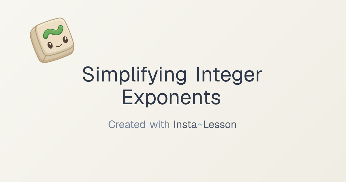 Simplifying Integer Exponents Lesson Plan for Grade 8th Grade | Free ...