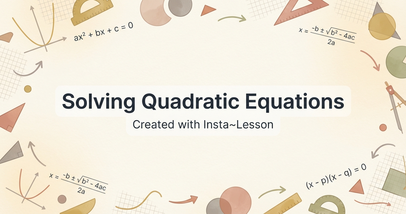 Solving Quadratic Equations Lesson Plan for Grade 11th Grade | Free ...