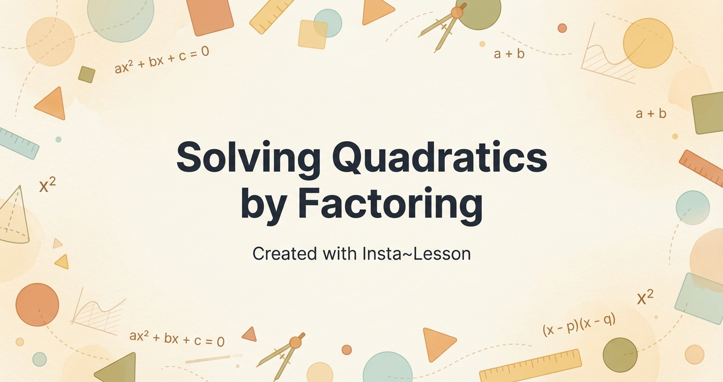 Solving Quadratics By Factoring Lesson Plan for Grade 11th Grade | Free ...