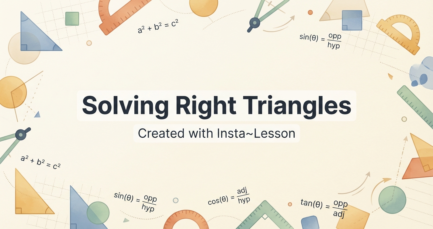 Solving Right Triangles Lesson Plan for Grade 11th Grade | Free Math Lesson