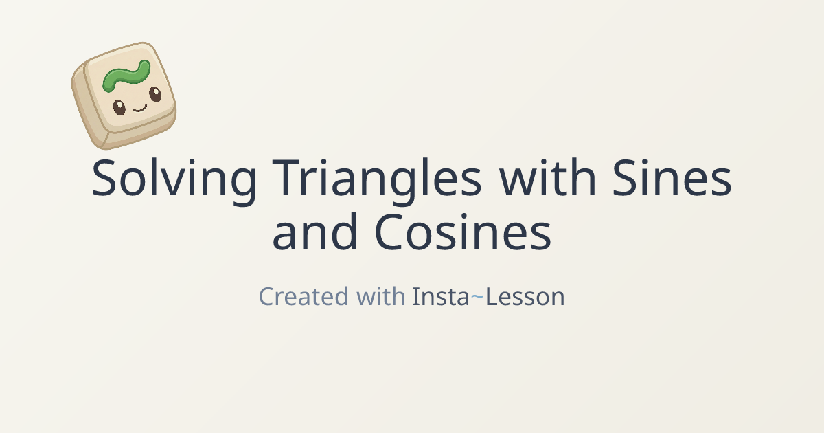 Solving Triangles With Sines And Cosines Lesson Plan for Grade 10 ...