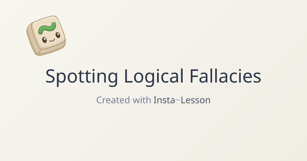 Spotting Logical Fallacies Lesson Plan for Grade 11th Grade | Free ELA ...