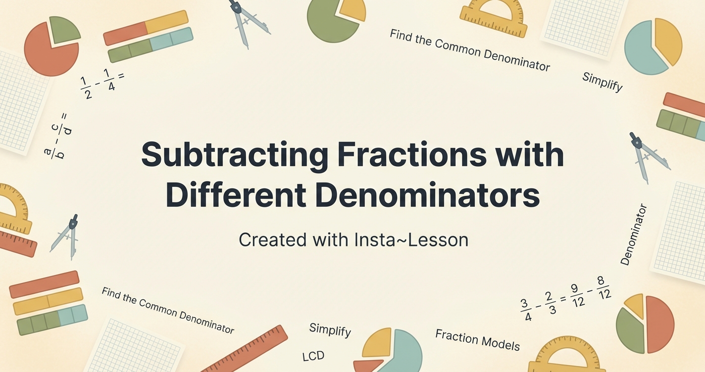 Subtracting Fractions With Different Denominators Lesson Plan for Grade ...