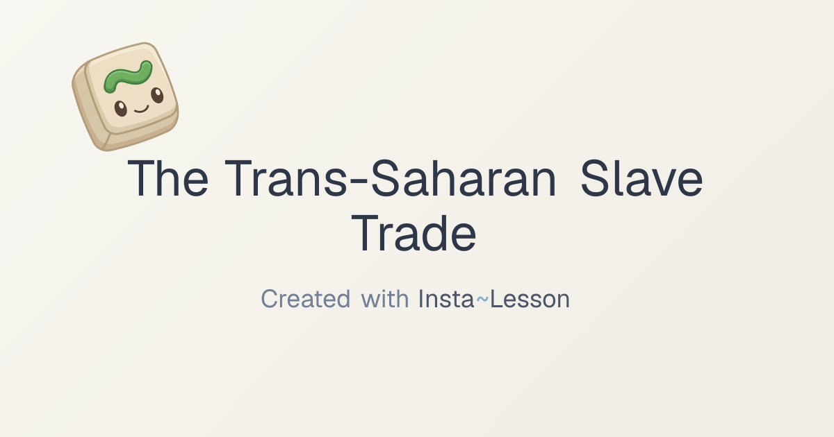 The Trans-saharan Slave Trade Lesson Plan for Grade 21 | Free Social ...