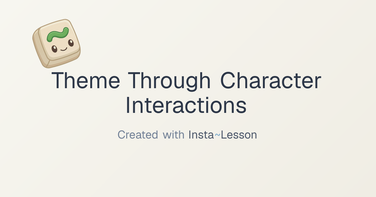 Theme Through Character Interactions Lesson Plan for Grade 9th Grade ...