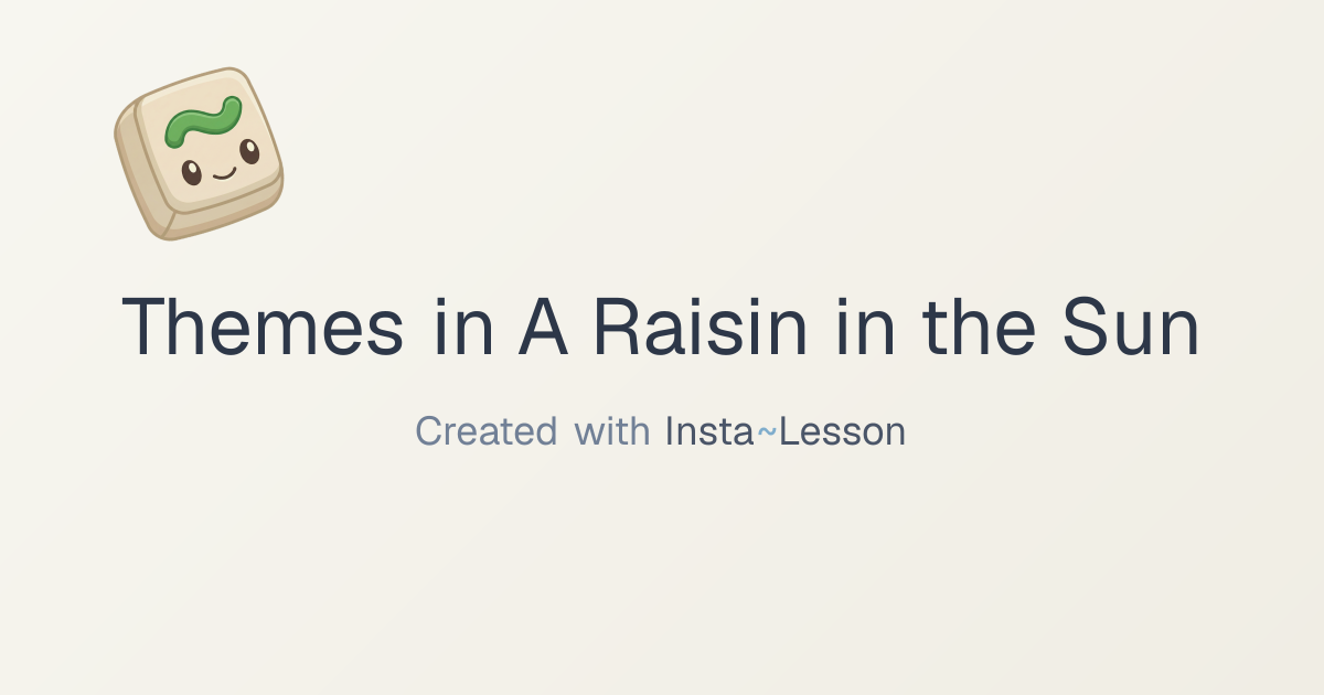 Themes In A Raisin In The Sun Lesson Plan for Grade 8 | Free ELA Lesson